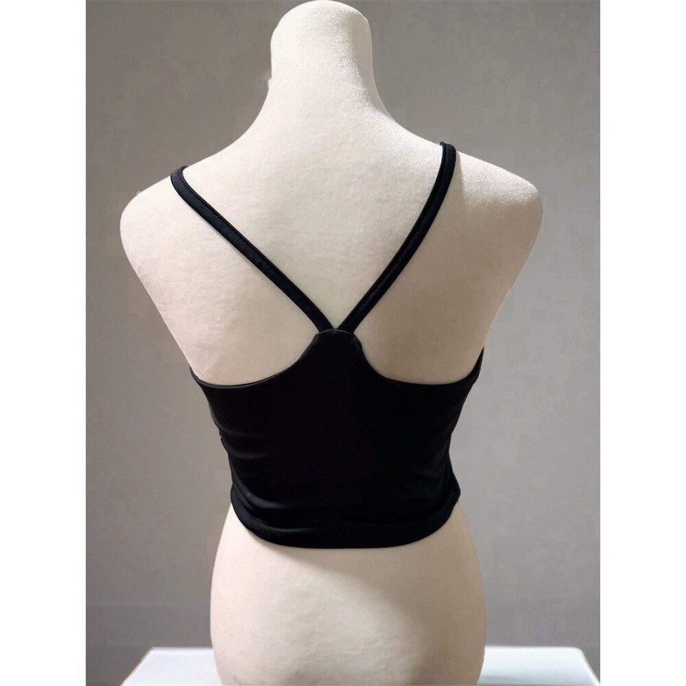 Series 8 Tank Top Womens M Black Cropped Cami Built-In Shelf Bra Stretch - Picture 3 of 3